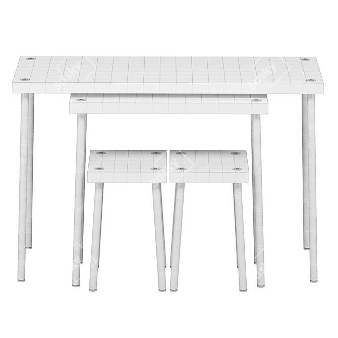 Modular table with chairs 3D model image 2