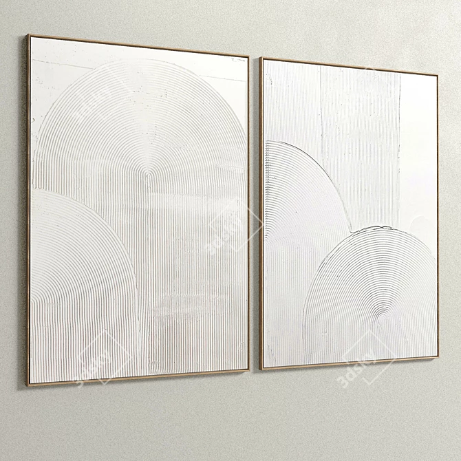 Elegant Dual Photo Frame: Plaster and Wood Blend 3D model image 4