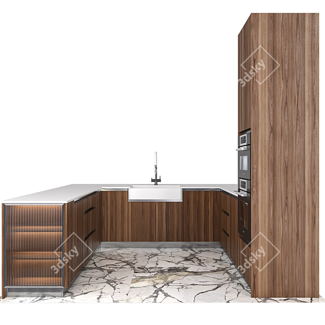 Capsule Kitchen Set with Fulgor Milano, Smeg & Elica: Modern & Functional 3D model image 8