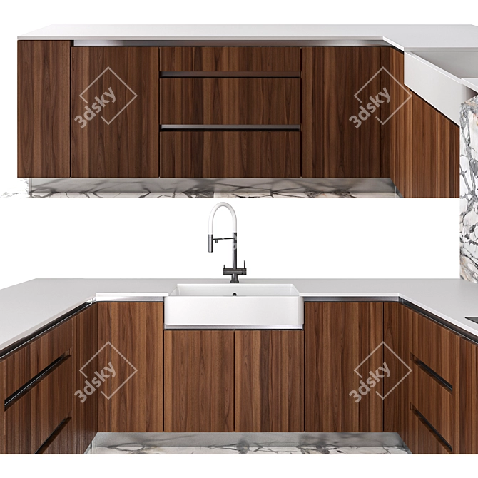 Capsule Kitchen Set with Fulgor Milano, Smeg & Elica: Modern & Functional 3D model image 10