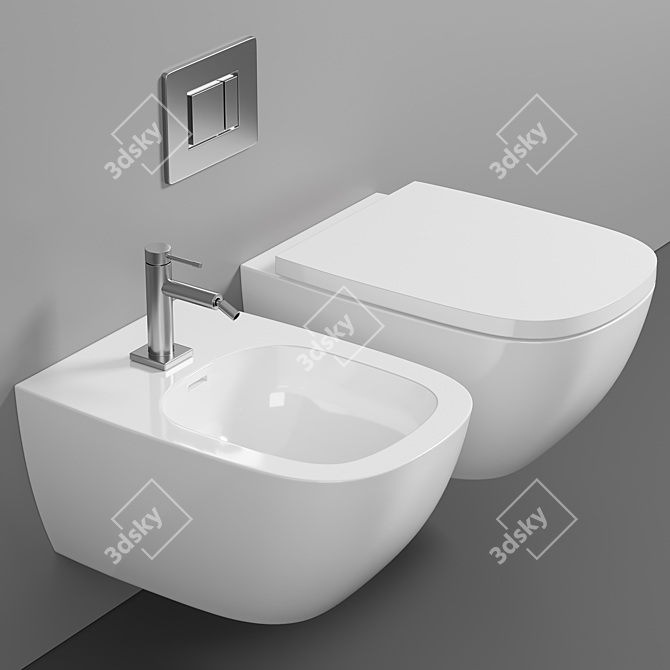 Elegant Wall Hung Toilet - Laufen Palomba 3D model image 1