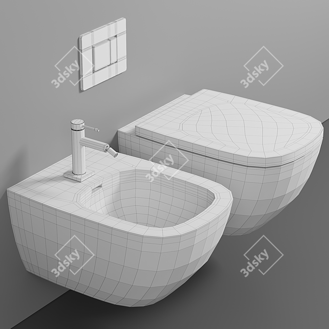 Elegant Wall Hung Toilet - Laufen Palomba 3D model image 3