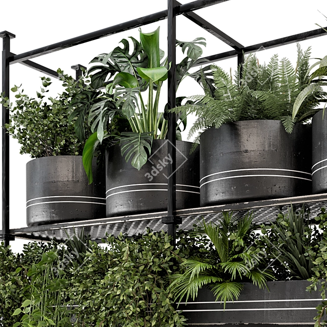 Metal Box Hanging Plants: Set 449 3D model image 3