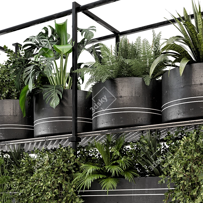 Metal Box Hanging Plants: Set 449 3D model image 6