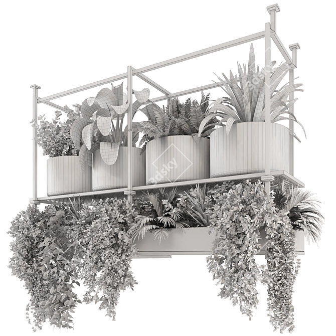 Metal Box Hanging Plants: Set 449 3D model image 7