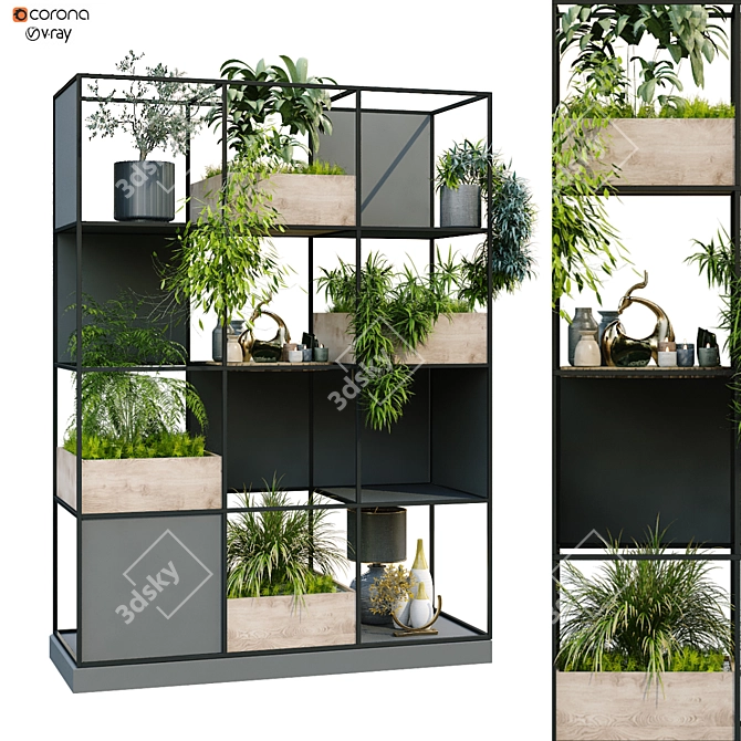 Vertical Green Partition Set: Stylish Interior Solution 3D model image 1