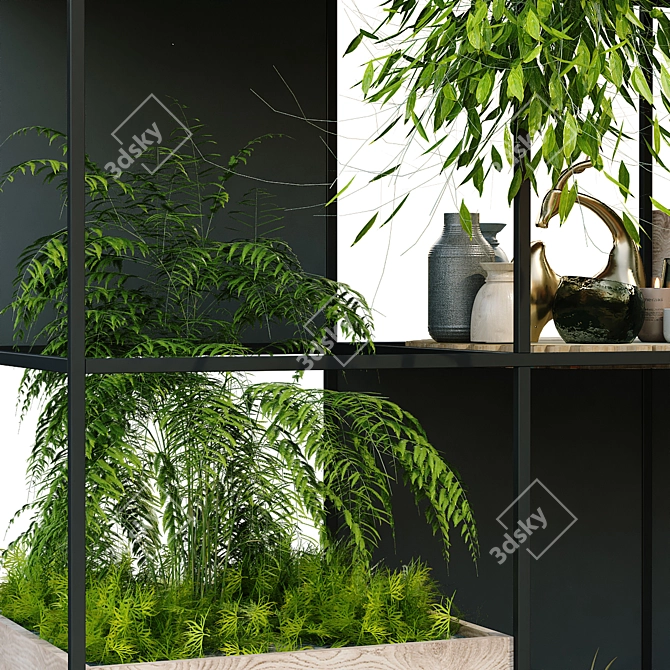 Vertical Green Partition Set: Stylish Interior Solution 3D model image 3