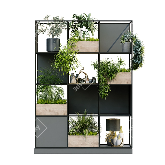 Vertical Green Partition Set: Stylish Interior Solution 3D model image 5