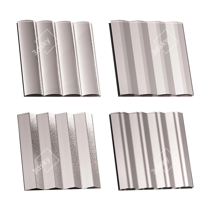 Title: Embossed Glass Collection Set 3D model image 2