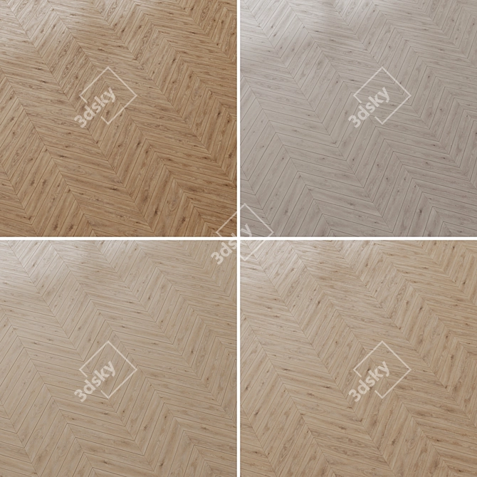 Cashmere Oak Wood Flooring Set 3D model image 3