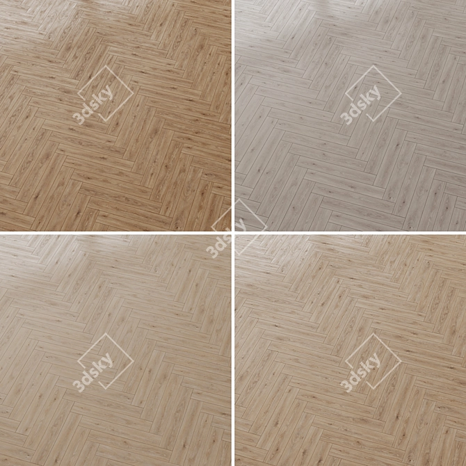 Cashmere Oak Wood Flooring Set 3D model image 5