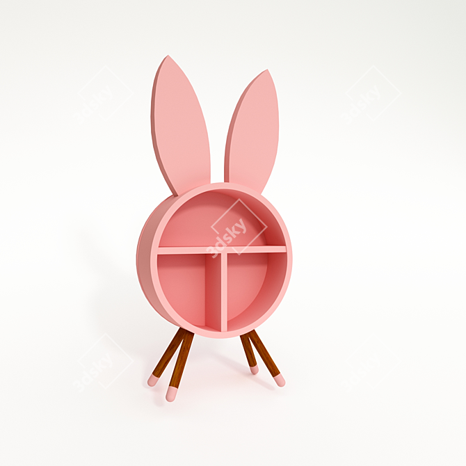 Adorable Bunny Eared Nursery Bedside Table 3D model image 1