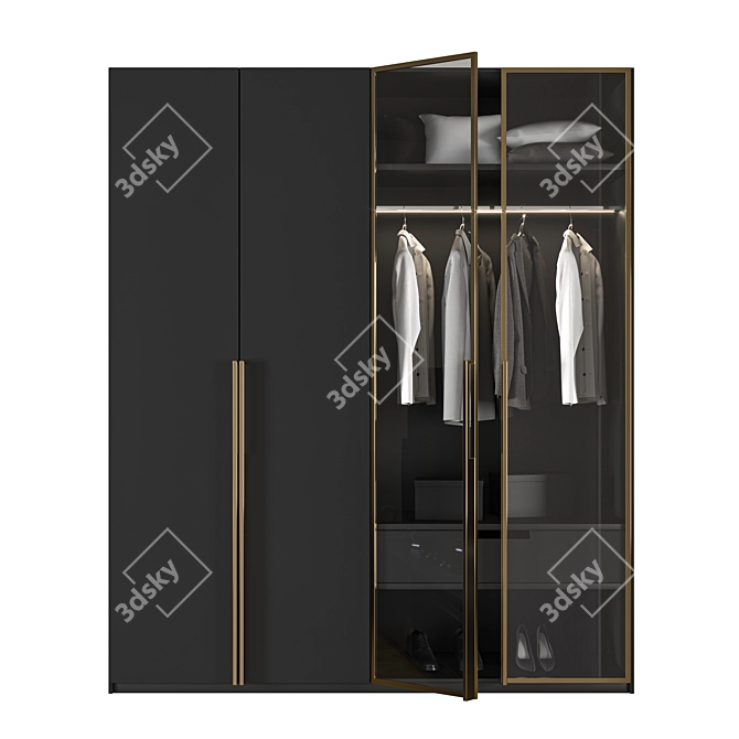 Spacious 3-Door Cupboard 3D model image 1