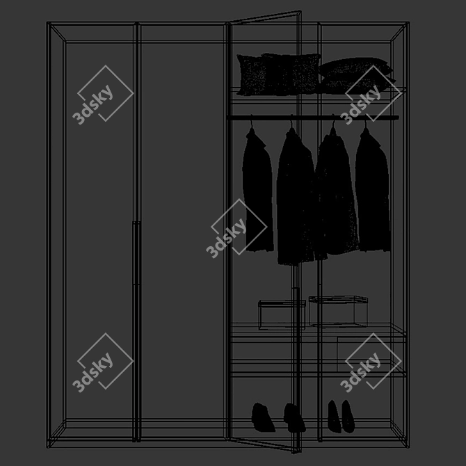 Spacious 3-Door Cupboard 3D model image 4