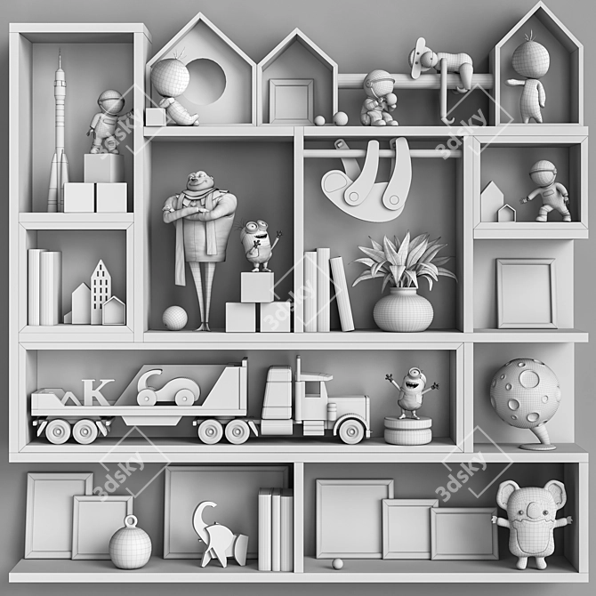 Nursery Toy Set: Rockets, Minions, Coala 3D model image 5