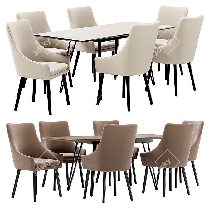 Modern Dining Set: Dafna Chair & Diego Table 3D model image 1