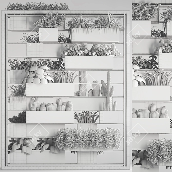 Fitowall02: Contemporary Vertical Plant Set 3D model image 7