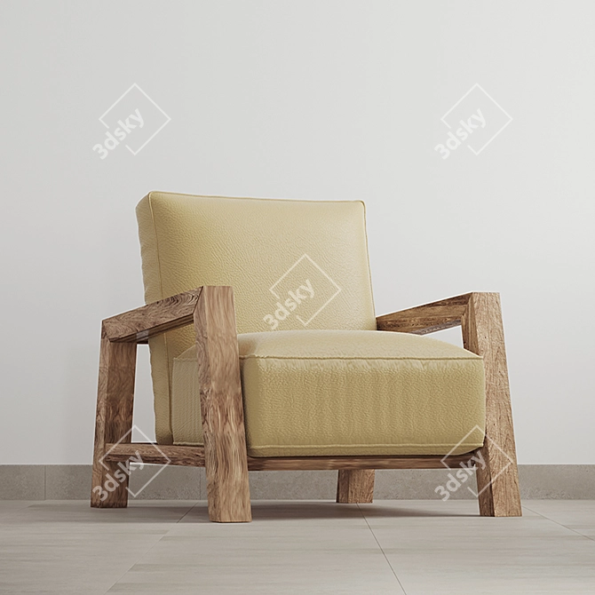 Yellow Leather Accent Chair 3D model image 1
