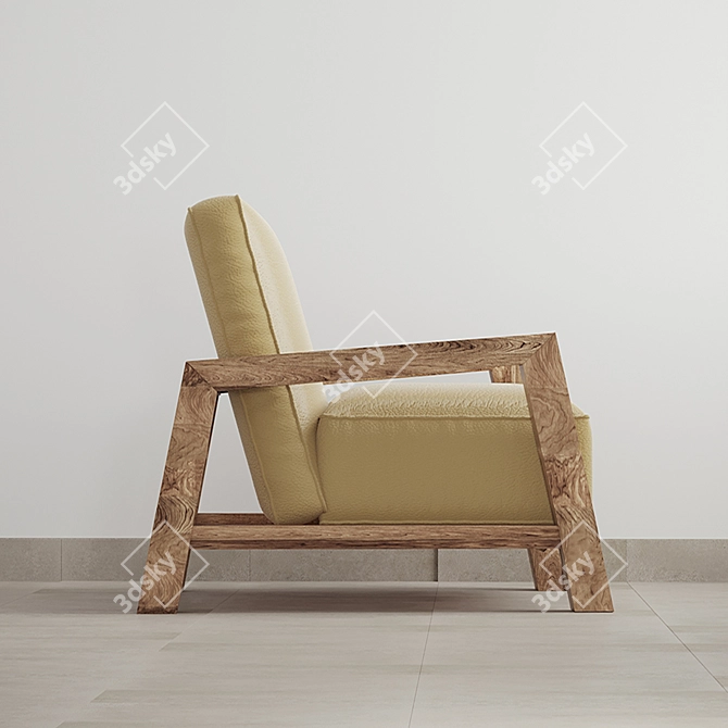 Yellow Leather Accent Chair 3D model image 2