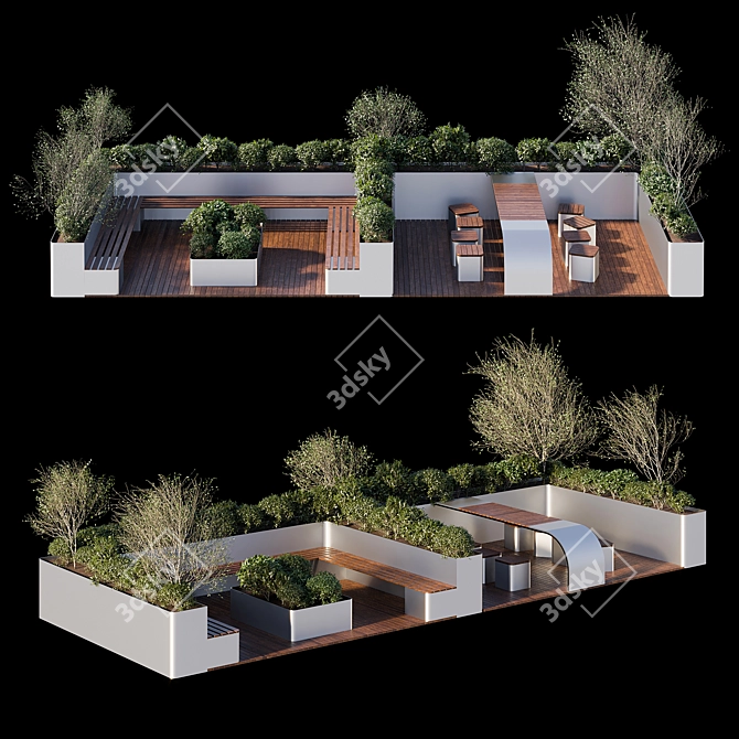 Parklet Oasis - Serene Recreation in Urban Parks 3D model image 1