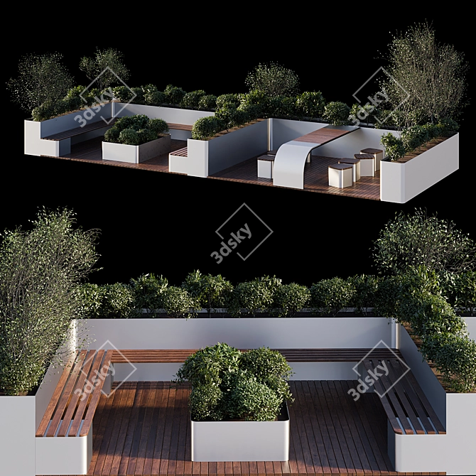 Parklet Oasis - Serene Recreation in Urban Parks 3D model image 2