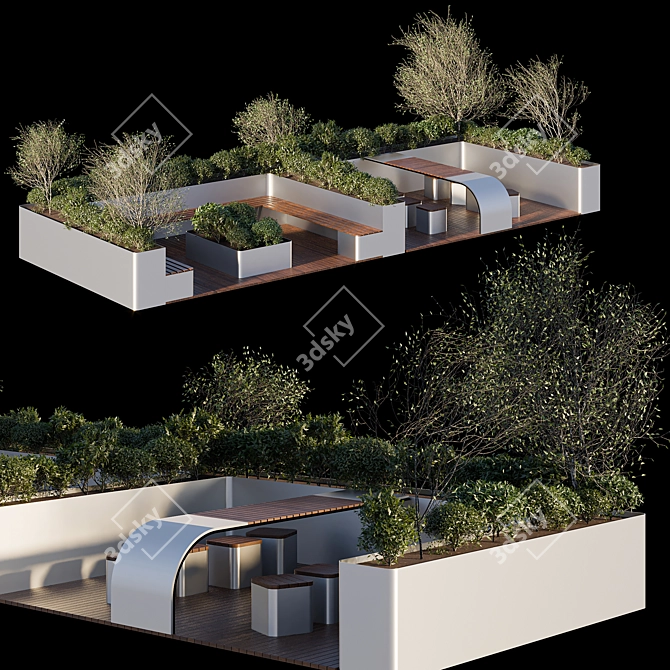 Parklet Oasis - Serene Recreation in Urban Parks 3D model image 3