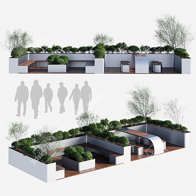 Parklet Oasis - Serene Recreation in Urban Parks 3D model image 4