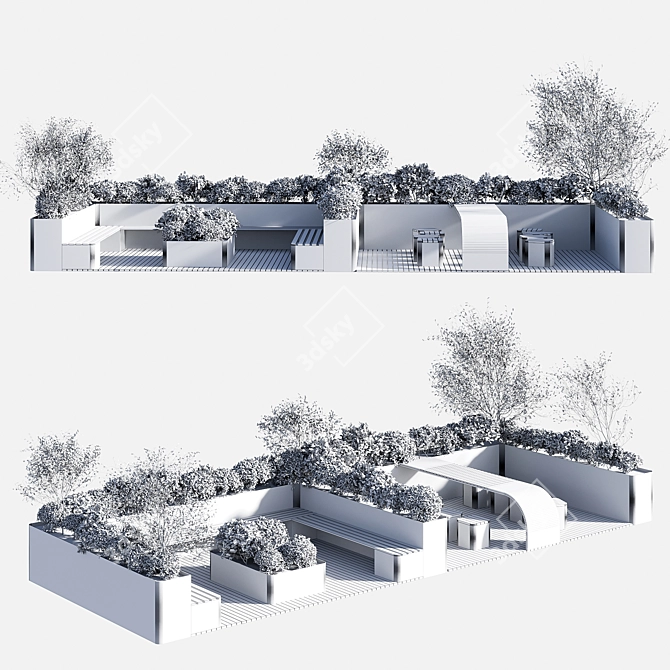Parklet Oasis - Serene Recreation in Urban Parks 3D model image 7
