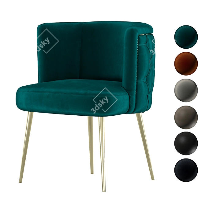 Velvet Stud Dining Chair 3D model image 1