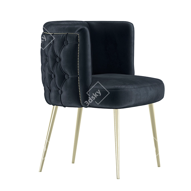Velvet Stud Dining Chair 3D model image 3