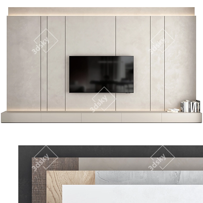 Premium TV Wall Set: Samsung AU8000 Crystal UHD 4K Smart TV (2021), 75 3D model image 1