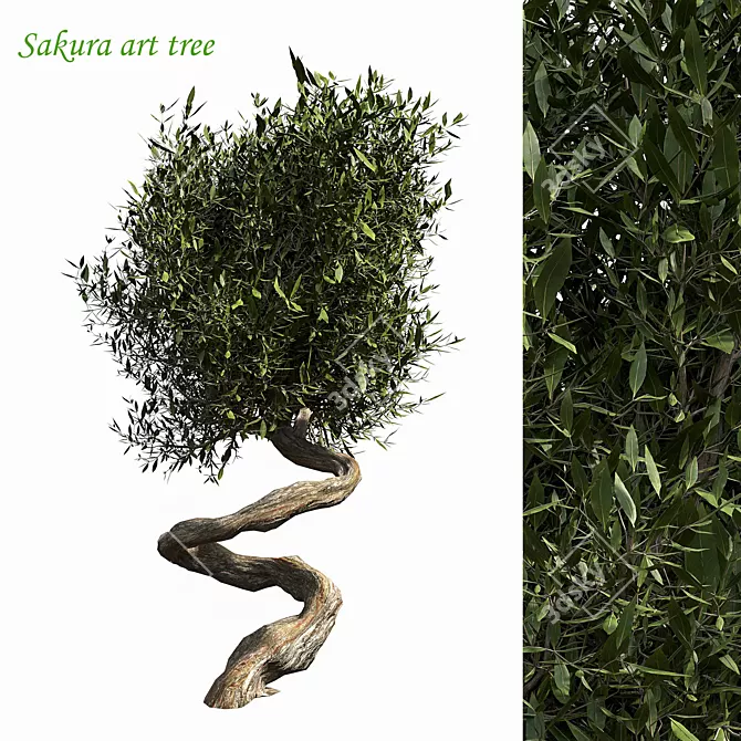 Sakura Tree Sculpture: Stunning Art Piece 3D model image 1