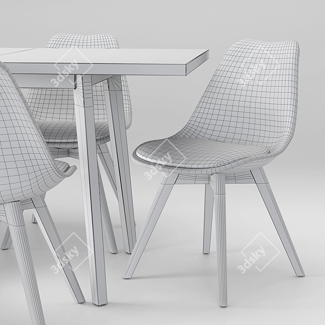Pamela Extendable Table & Ulric Chair Set 3D model image 3