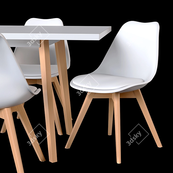 Pamela Extendable Table & Ulric Chair Set 3D model image 8
