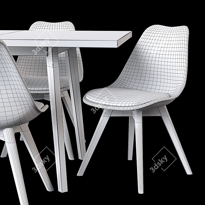Pamela Extendable Table & Ulric Chair Set 3D model image 9