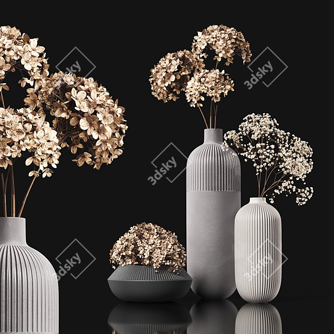 Preserved Hydrangea & Baby's Breath Bouquets 3D model image 1