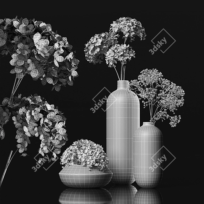 Preserved Hydrangea & Baby's Breath Bouquets 3D model image 3