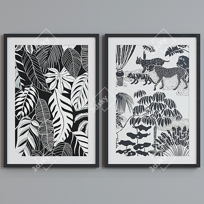 Modern Animal and Plant Picture Frame Set 3D model image 2