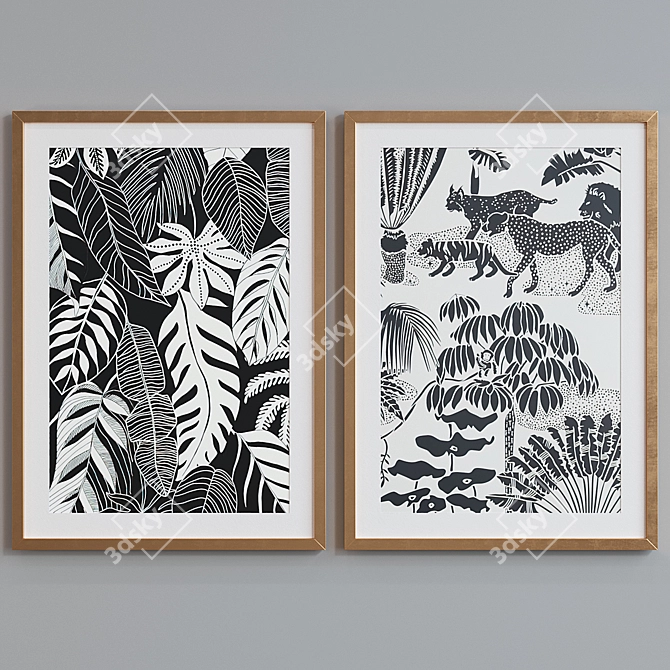 Modern Animal and Plant Picture Frame Set 3D model image 5