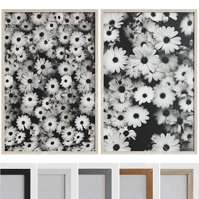 Modern Style Flower Picture Frame Set 3D model image 1