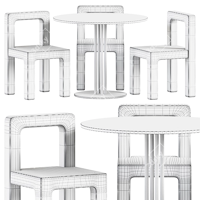 Elegant Outdoor Dining Set 3D model image 3