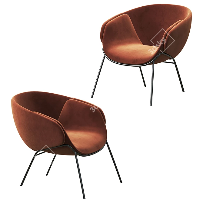 Anita Fabric Armchair - Elegant Comfort 3D model image 2