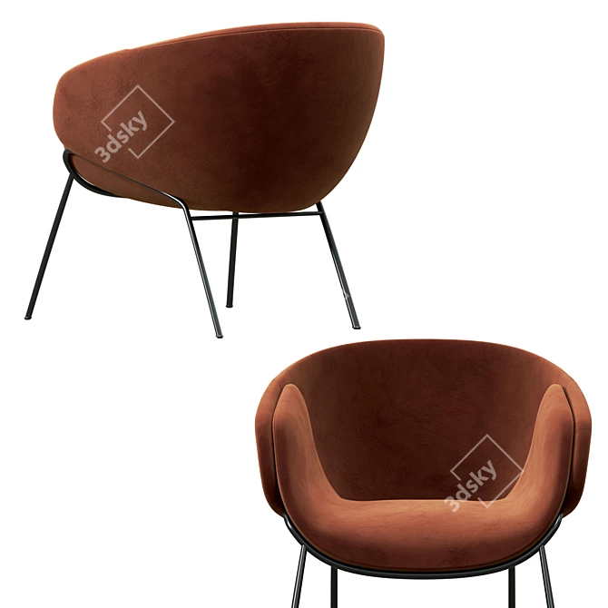 Anita Fabric Armchair - Elegant Comfort 3D model image 3