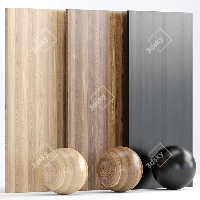 Wood 17: 3 Materials Set 3D model image 1