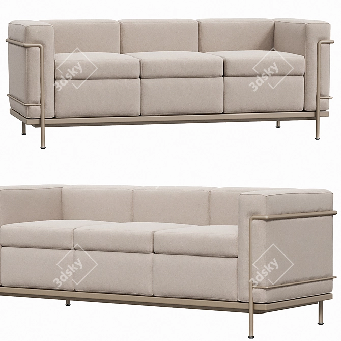 Le Corbusier LC2 3-Seater Sofa 3D model image 1