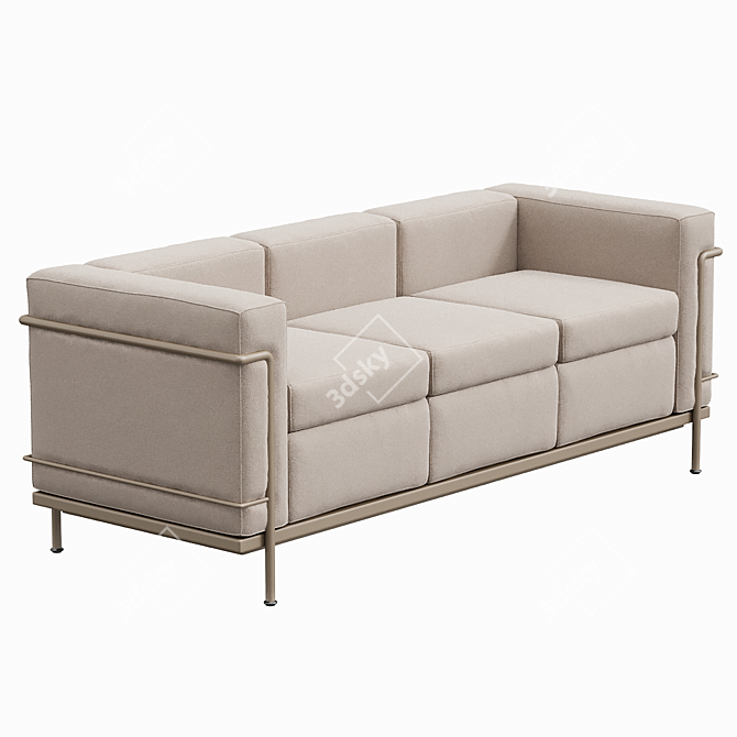 Le Corbusier LC2 3-Seater Sofa 3D model image 2