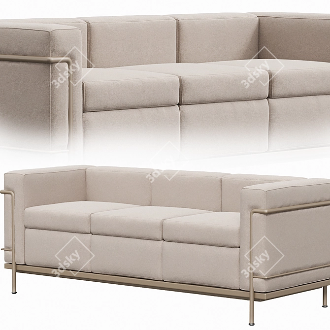 Le Corbusier LC2 3-Seater Sofa 3D model image 3