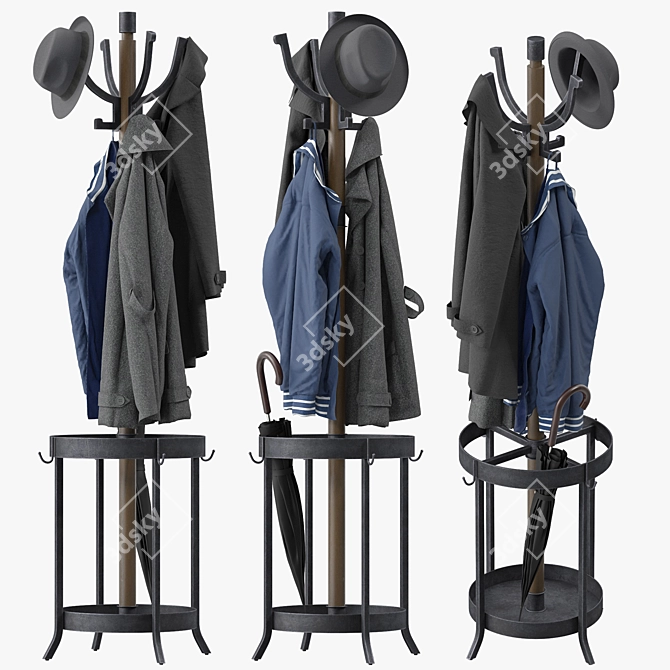 Andreas Coat Rack: Wood & Metal 3D model image 2