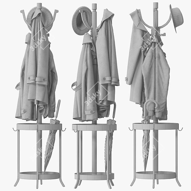 Andreas Coat Rack: Wood & Metal 3D model image 5