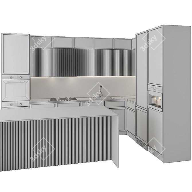 Modern Kitchen Corner with Appliances 3D model image 4